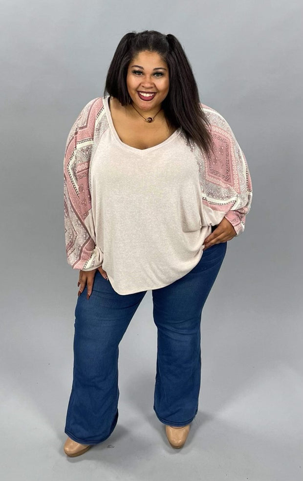 39 CP-W {Burning Love} Blush Mauve ***FLASH SALE***Contrast Top PLUS SIZE XL 2X 3X