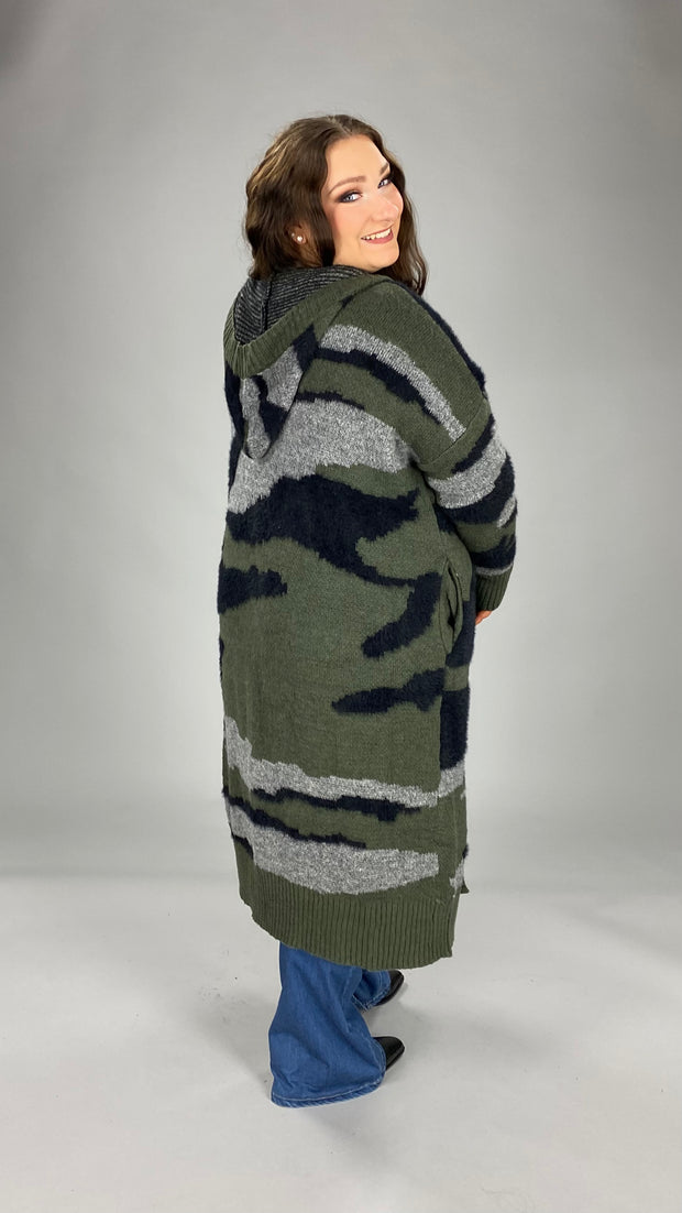 36 OT-G {Camo Meets City} Camo Long Sweater SALE!!  W/Hood PLUS SIZE 1X 2X 3X