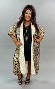 77 OT-C {Totally Adored} Cream/Leopard Print Kimono PLUS SIZE 1X 2X 3X