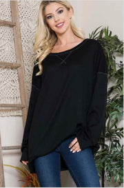 98 or 96 SLS-A {Midnight Threads} Black Stretchy Knit Tunic PLUS SIZE 1X 2X 3X