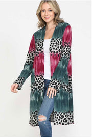 37 OT-A {Hot Headed} ***FLASH SALE***Sage Plum Leopard Cardigan PLUS SIZE XL 2X 3X