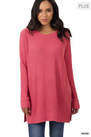 81 SLS-A {Speak Truth} Rose Waffle Knit Top PLUS SIZE 1X 2X 3X SALE!!