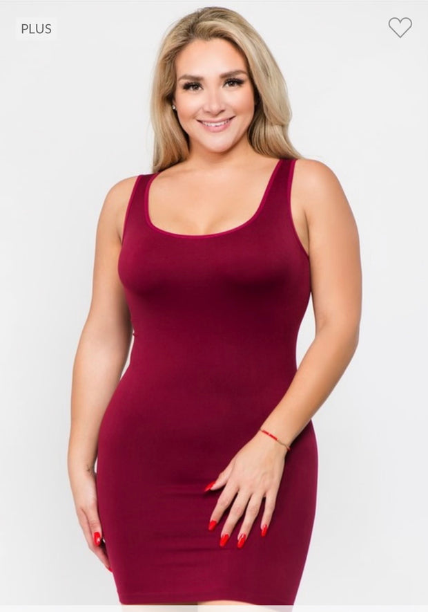 TANK {Better Shape Up} X-Long BURGUNDY Spandex Shaper Tank