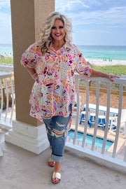 23 PSS-Q {Promise Me} Multi-Color Print Hi/Low Tunic PLUS SIZE 1X 2X 3X