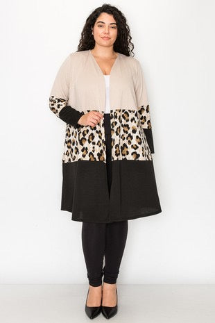 29 OT-G {Join The Fun} Mocha/Leopard Print Duster CURVY BRAND!!!  4X 5X 6X