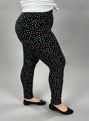 LEG-34 {Party Dots} Multi Colored Dot Print Leggings EXTENDED PLUS SIZE