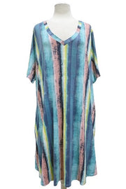 35 PSS-K {Creating Divas} Teal  SALE!! Pink Print V-Neck Dress EXTENDED PLUS SIZE 3X 4X 5X