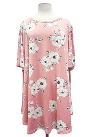 86 PSS-C {Playing Our Song} Pink/White Floral Top EXTENDED PLUS SIZE 3X 4X 5X
