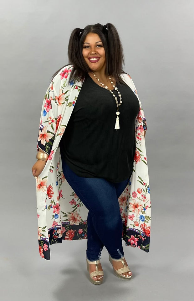 63 OT-F {Coastal Living} SALE!!  Floral Print Duster/Kimono PLUS SIZE XL 2X 3X