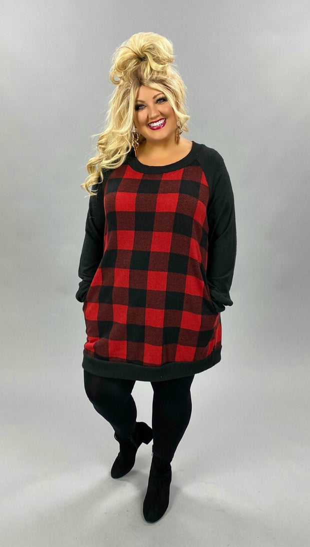 24 CP-C {Curvy Dreams } Red/Black Plaid Tunic SALE!!! CURVY BRAND!!  EXTENDED PLUS SIZE 3X 4X 5X 6X