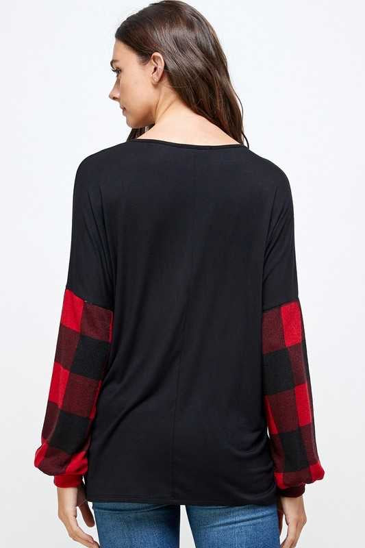 15 CP-H {Glitter Queen}  Black Red Plaid Gold Pocket Top SALE!!!  PLUS SIZE XL 2X 3X