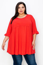 54 SSS-A {Beauty Within} Red Babydoll Ruffle Sleeve Top CURVY BRAND!!!  EXTENDED PLUS SIZE 4X 5X 6X