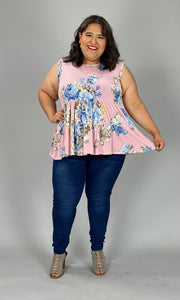 20 SV-U {Live Love Floral} Mauve Floral 3 Tiered Tunic EXTENDED PLUS 3X 4X 5X 5X