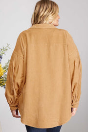 38 OT-C {Corduroy Cutie} Taupe SALE!!! Button Up Shacket PLUS SIZE XL 1X 2X