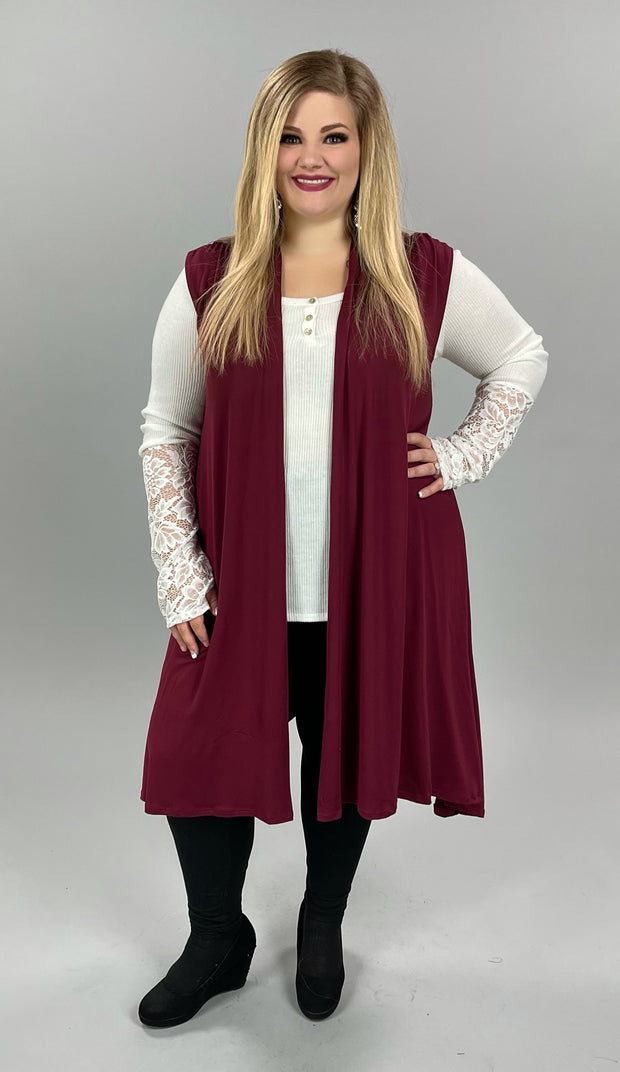 79 OR 36 OT-I {Flow Freely} Burgundy Vest PLUS SIZE 1X/2X 2X/3X