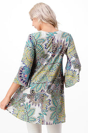 18 PQ-A {Sunday Stroll} Multi-Color Printed***SALE*** High-Low Tunic PLUS SIZE 1X 2X 3X