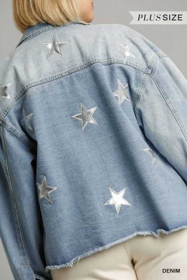 41 OT-A {Mega Star} "UMGEE" Light Blue Denim Jacket PLUS SIZE XL 1X 2X