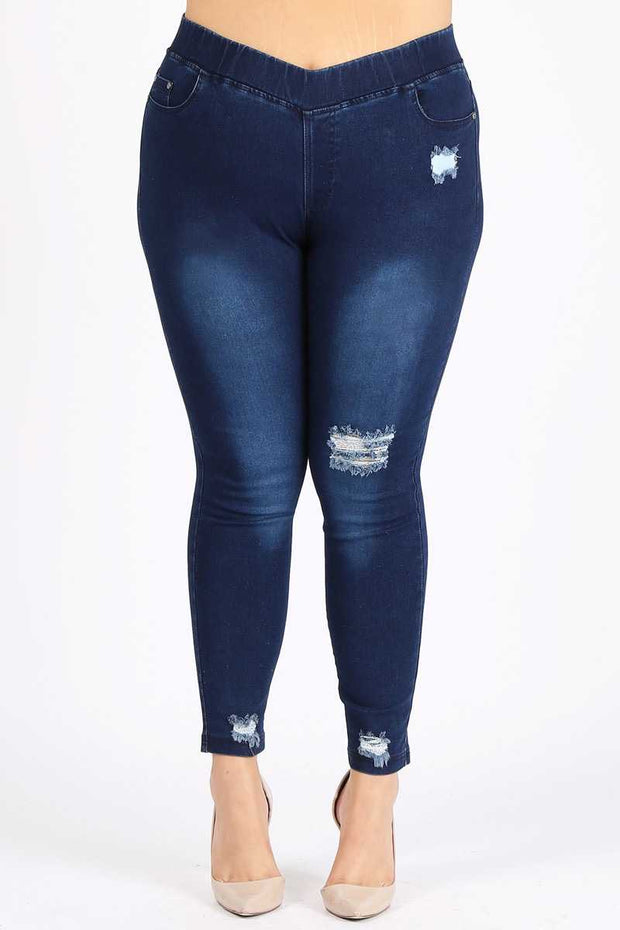 BIN -   {Radiate Confidence} Distressed Jeggings EXTENDED PLUS SIZE 4X/5X  5X/6X