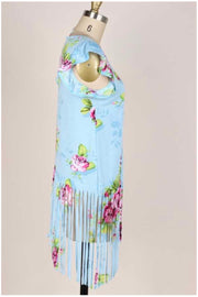 67 PPS-Q { Slanted Rose} SALE! Light Blue Tunic W/ Roses PLUS SIZE 1X 2X 3X