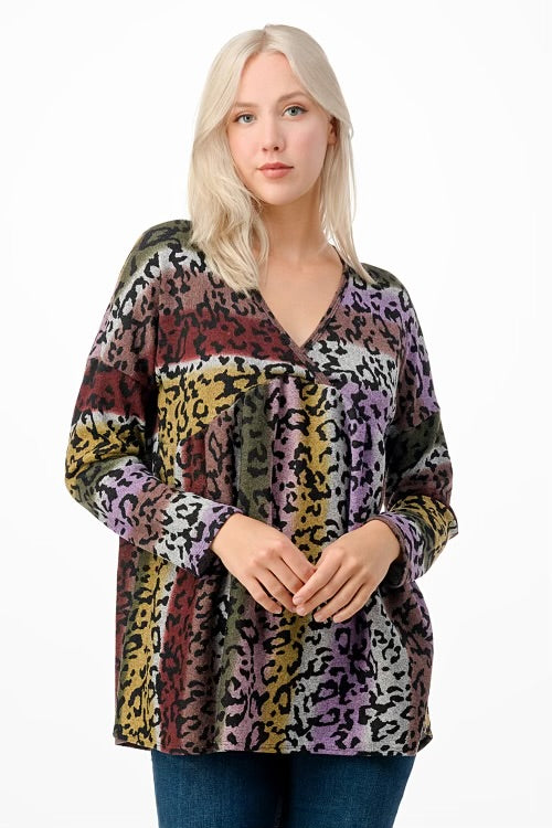 17 PLS-L {What A Hottie} Multi-Color Animal Print Top PLUS SIZE 1X 2X 3X