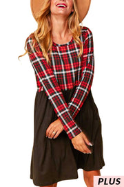 74 CP-C {My Point Exactly} Black/Red Plaid Dress w/Pockets PLUS SIZE XL 2X 3X