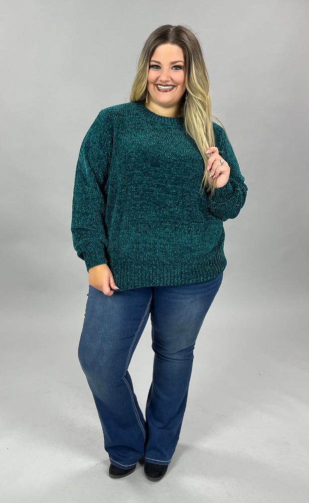 21 SLS-D {Feeling Cozy} Green Bubble Sleeve Sweater PLUS SIZE 1X 2X 3X