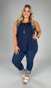 48 SV-D {Simply Delightful} Navy Sleeveless Tank PLUS SIZE 1X 2X 3X