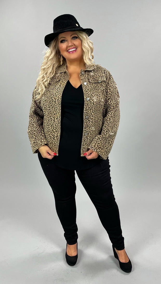 21 OT-B {All I Could Want] Distressed Leopard Jacket PLUS SIZE 1X/2X  2X/3X