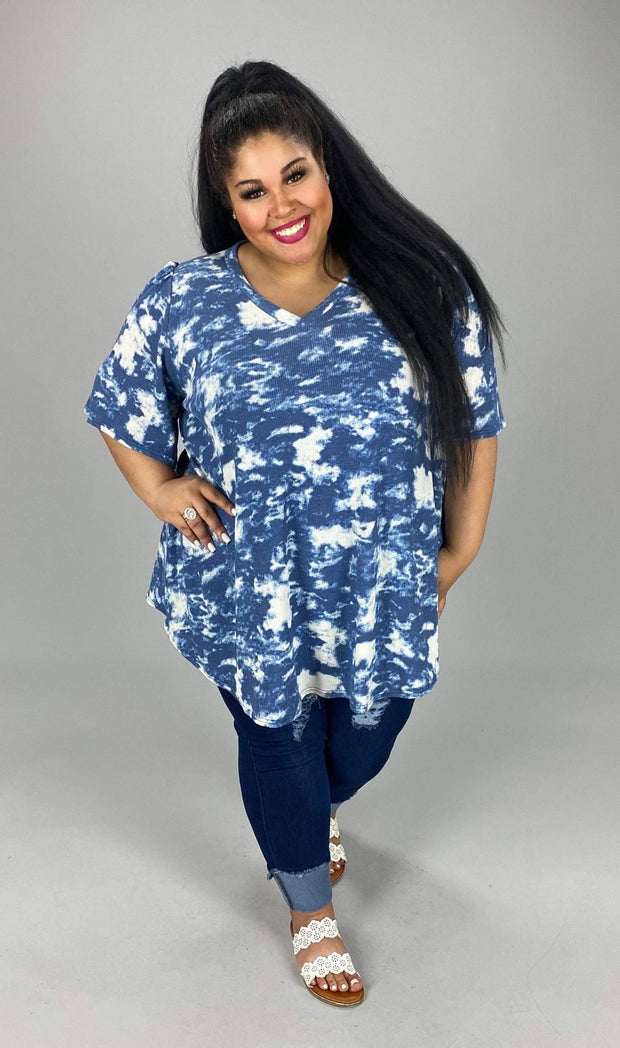 98 PSS-E {Smart Choice} Navy/Ivory Tie Dye Print SALE!! Top PLUS SIZES XL 2X 3X