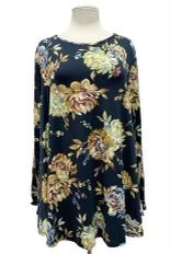 20 PLS-B {Only Memories} Navy Floral Print Top SALE!!! EXTENDED PLUS SIZE 3X 4X 5X