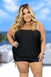 SWIM-R {Beach Bliss} Black 2 Piece Swimsuit EXTENDED PLUS SIZE 4X