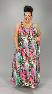 LD-P {Effortlessly Elegant} Pink Leopard Maxi Dress PLUS SIZE 1X 2X 3X