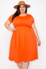 28 SSS {Babydoll Basics} Solid Orange Babydoll Dress EXTENDED PLUS SIZE 3X 4X 5X