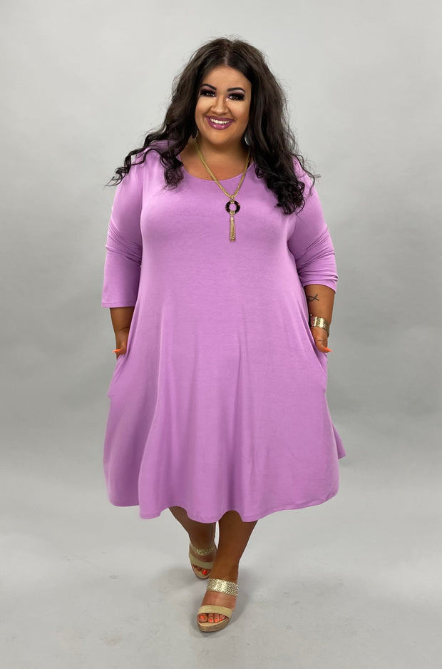 FLASH SALE!! 50 SQ-F (Simply Cute) Solid Lilac Tunic with Pockets 1X 2X 3X Plus Size