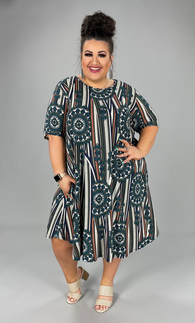 29 PSS-F {Mind Games} Charcoal Striped***FLASH SALE*** Print Dress EXTENDED PLUS SIZE 3X 4X 5X