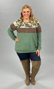 29 CP-F {Camo Duty} Green Brown Camo Top PLUS SIZE XL 2X 3X