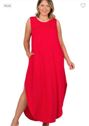LD-O {Adoration} RUBY RED Sleeveless Maxi Dress PLUS SIZE 1X 2X 3X
