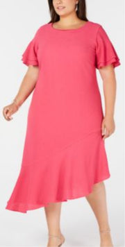 LD-D  M-109 {Alfani} Pink Ruffled Dress Retail 109.50 EXTENDED PLUS SIZE 16W 18W 28W