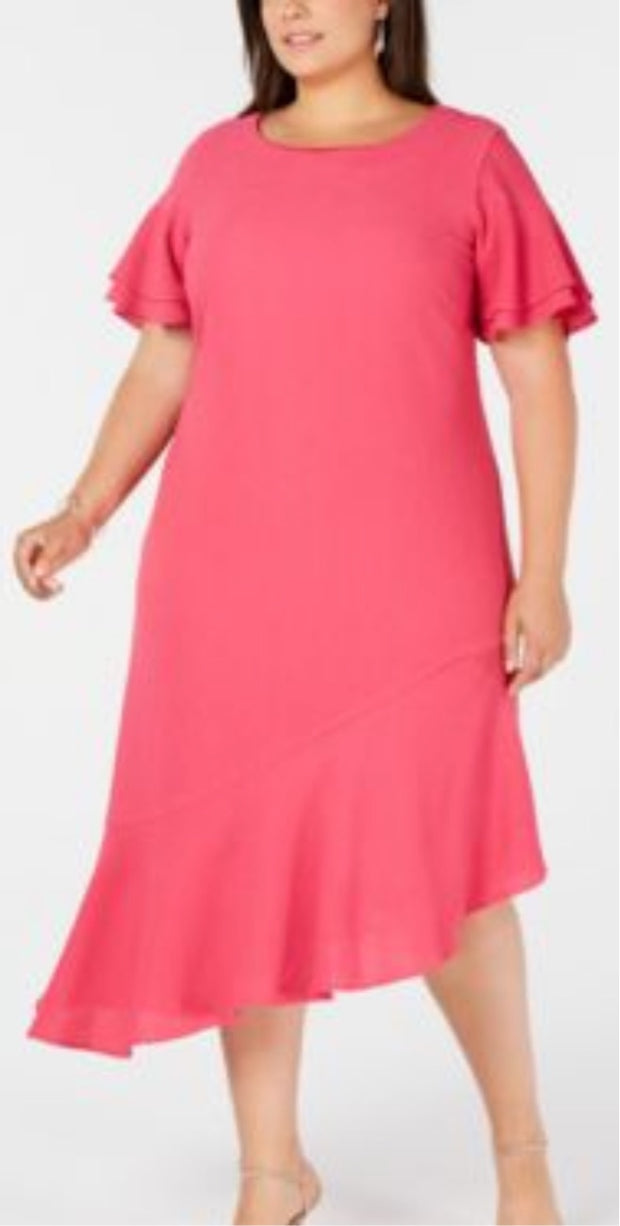 LD-D  M-109 {Alfani} Pink Ruffled Dress Retail €109.50 EXTENDED PLUS SIZE 16W 18W 28W ***FLASH SALE***