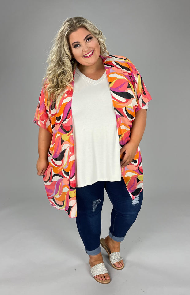 78 OT-A Happiness Is A Choice) Fuchsia Print Kimono FLASH SALE!!