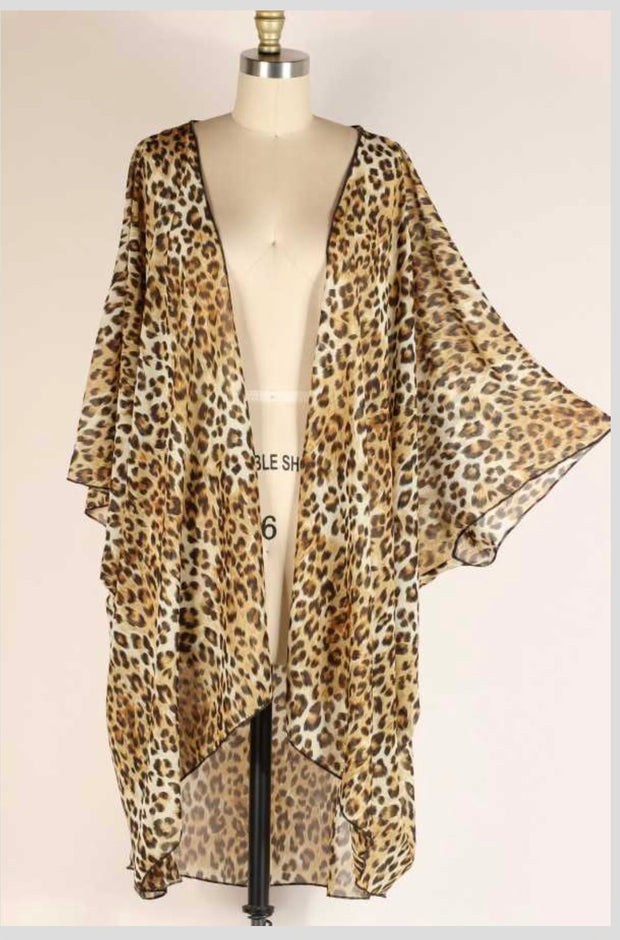 55 OT-A {Leopard Attack} Leopard Print Kimono EXTENDED PLUS SIZE 3X 4X 5X