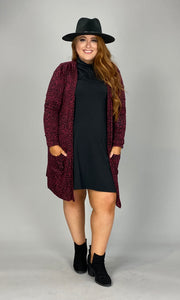 60 OR 26 OT-E {Cozy Morning} Dark Burgundy Animal Print Cardigan PLUS SIZE 1X 2X 3X