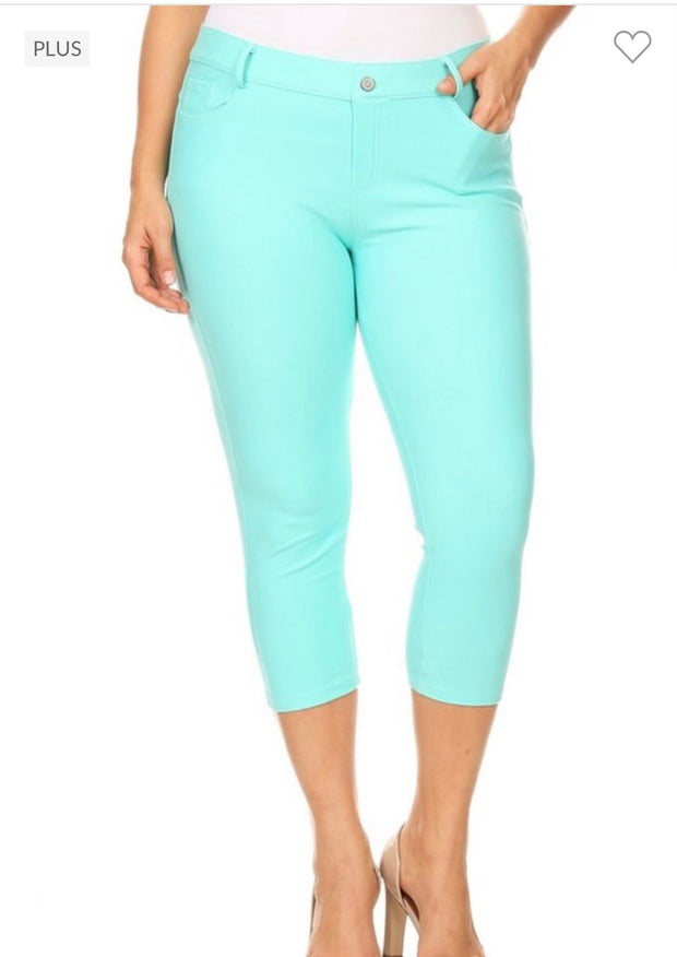 LEG {Mint Revolution} Mint Capri Length Jeggings PLUS SIZE 1X 2X 3X