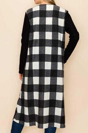 11 OT-B {What A Relief} Ivory/Black Plaid Print Duster PLUS SIZE XL 2X 3X