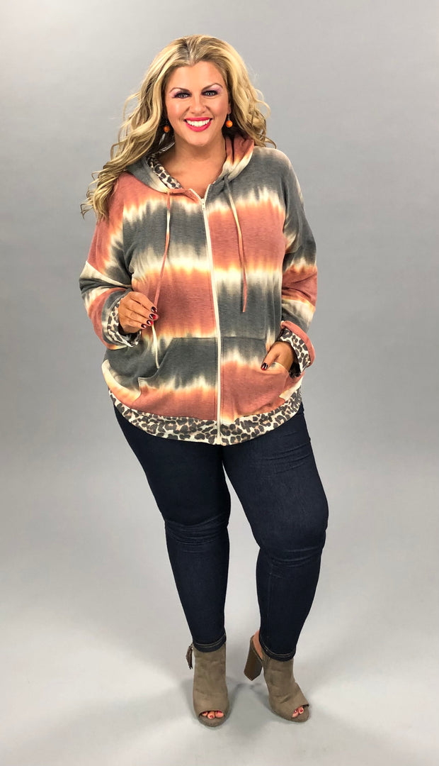 59 OR 26 OT-D {Quit Playing} Rust Leopard Contrast Jacket PLUS SIZE XL 2X 3X