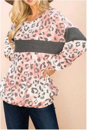 37 CP-I {Secret Path} Blush Grey Leopard Top PLUS SIZE XL 2X 3X