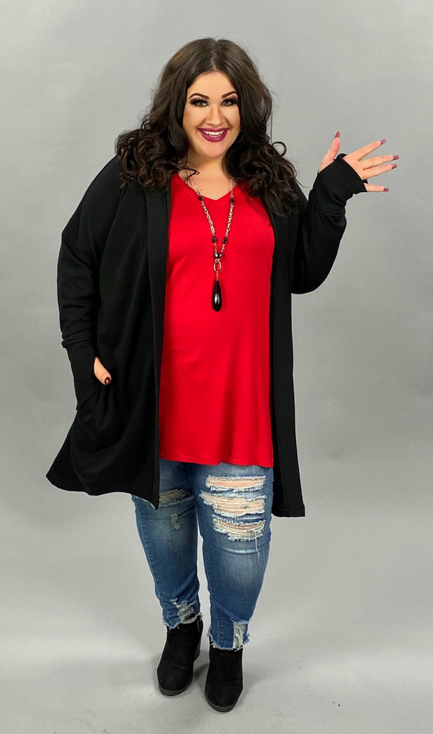 24 OT-A {Timeless Love} Black Hooded ***SALE***Cardigan PLUS SIZE XL/2X 2X/3X