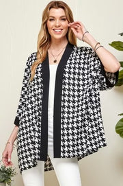 26 OT-U {In The Works} Black Houndstooth Kimono PLUS SIZE XL 2X 3X