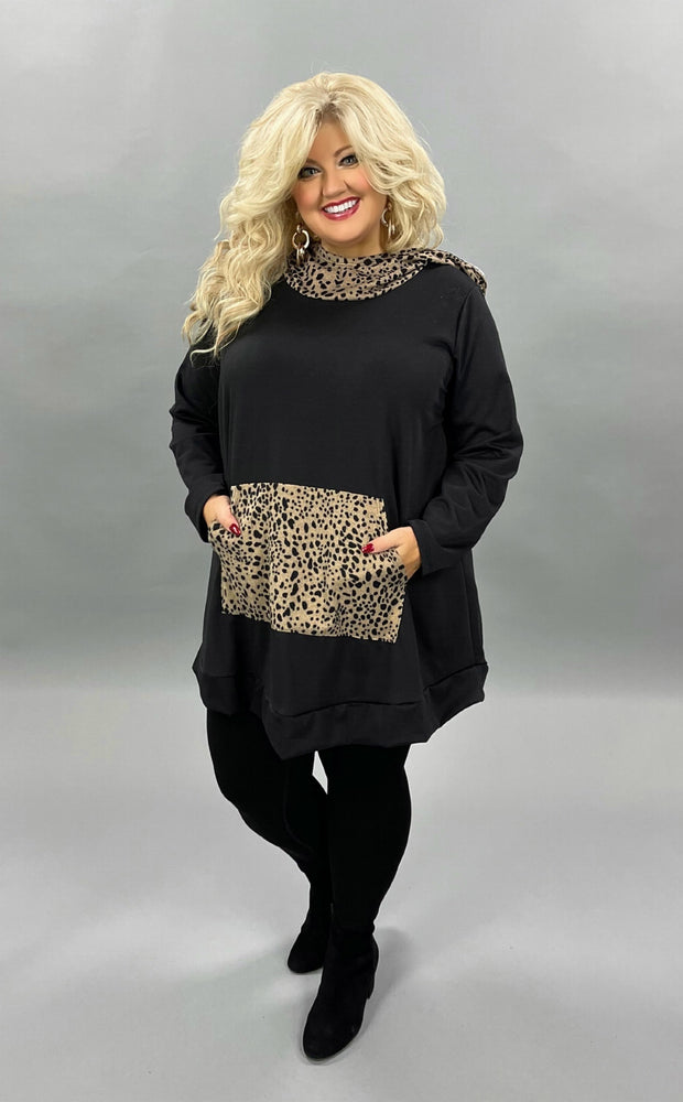 36 HD-D {Living It Up} Black Mocha Animal Hoodie CURVY BRAND EXTENDED PLUS SIZE 3X 4X 5X 6X