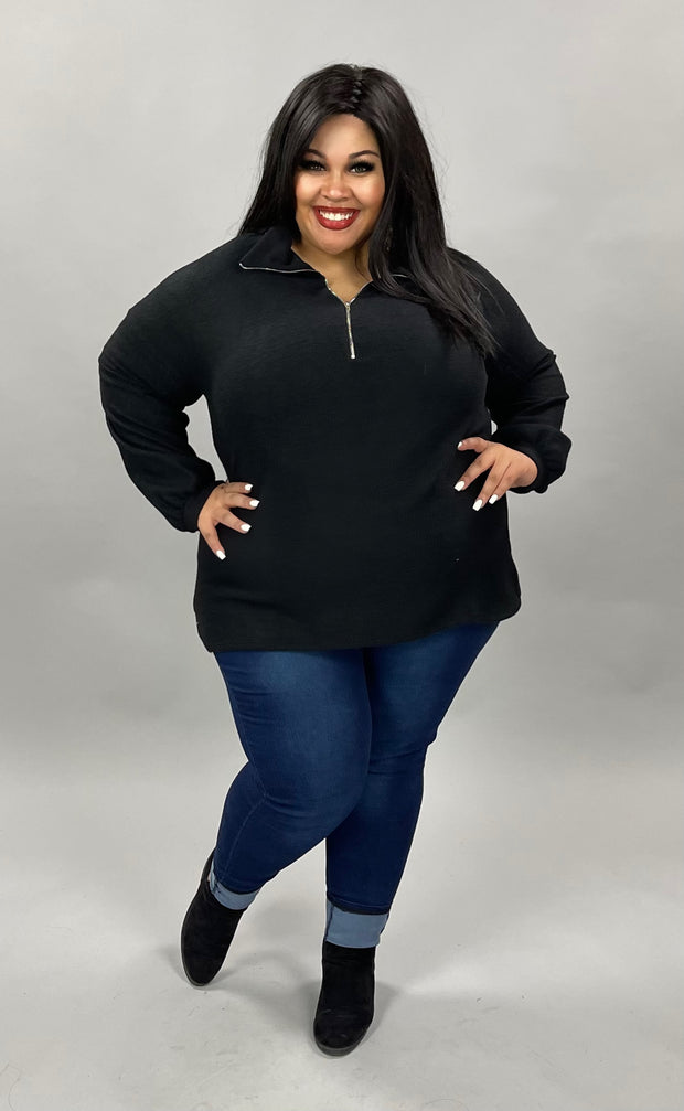 35 SLS-A {Winning Streak} Black Top W/Zipper PLUS SIZE 1X 2X 3X